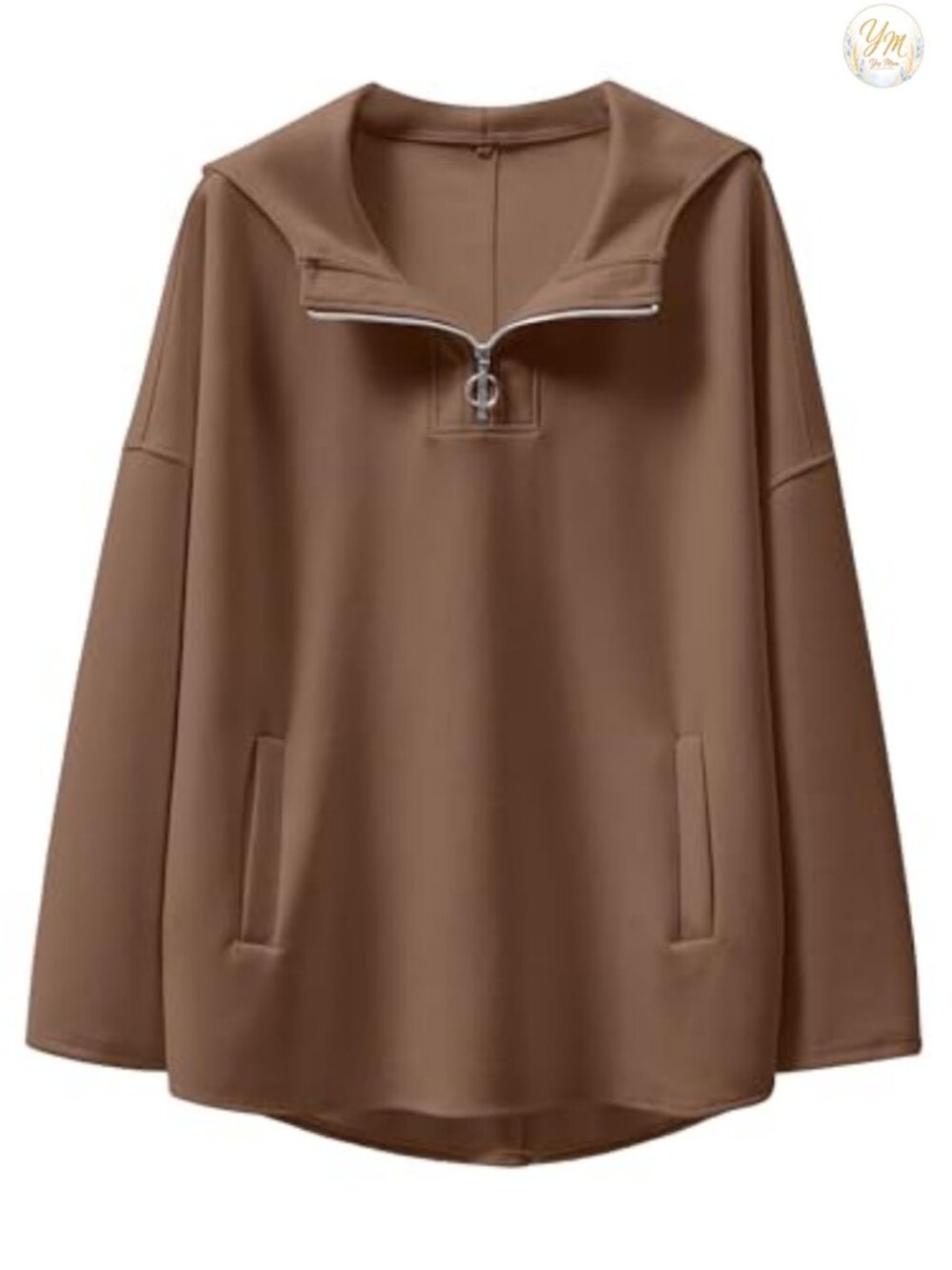 Oversized Quarter Zip Hoodie Pullover Drop Shoulder Sweatshirt
